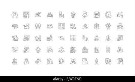 Franchise-Konzept Illustration, lineare Symbole, Line-Zeichen-Set, Vektor-Sammlung Stock Vektor