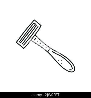 Doodle Outline Rasiermesser Symbol isoliert auf weißem Hintergrund. Stock Vektor