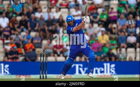 Southampton, Großbritannien. 02. September 2022. Ben McDermott von London Spirit während des 100-Matches Manchester Originals gegen London Spirit Men beim Ageas Bowl, Southampton, Großbritannien, 2.. September 2022 (Foto von Ben Whitley/News Images) in Southampton, Großbritannien am 9/2/2022. (Foto von Ben Whitley/News Images/Sipa USA) Quelle: SIPA USA/Alamy Live News Stockfoto