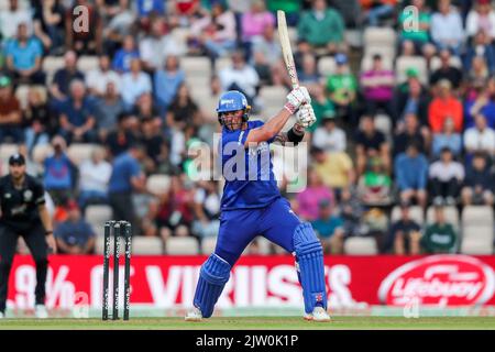 Ben McDermott von London Spirit während des 100-Matches Manchester Originals gegen London Spirit Men beim Ageas Bowl, Southampton, Großbritannien, 2.. September 2022 (Foto von Ben Whitley/News Images) Stockfoto