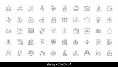 Ideen für die Betriebswirtschaft, lineare Symbole, Linienschilder, Vektorsammlung Stock Vektor