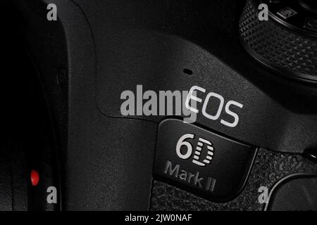 EOS 6D Mark II Branding auf Canon DSLR-Kamera Stockfoto