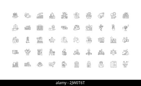 Verkauf von Geschäftsideen, lineare Symbole, Linienschilder, Vektorsammlung Stock Vektor