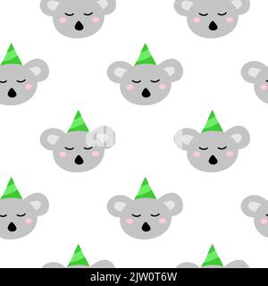 Nahtloses Muster mit bunten Koala-Gesichtern. Stock Vektor