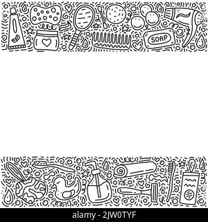 Poster mit Doodle skizzieren Bad und Hygiene-Symbole, Symbole um. Stock Vektor