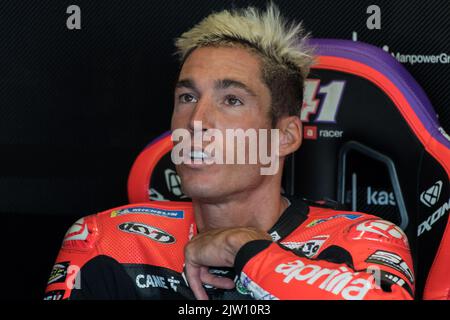 2.. September 2022; Misano World Circuit Marco Simoncelli, Misano Adriatico, Rimini, Emilia-Romagna, Italien; 2022 San Marino und Rimini Riviera MotoGP Freies Training Aleix Espargaro Aprilia Racing Credit: Action Plus Sports Images/Alamy Live News Stockfoto