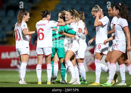 KARLOVAC, 02. SEPTEMBER: Viola Calligaris aus der Schweiz feiert am 2. September 2022 im Branko Cavlovic-Cavlek-Stadion in Karlovac, Kroatien, das Qualifikationsspiel der FIFA-Frauen zwischen Kroatien und der Schweiz im Jahr 2023. Foto: Matija Habljak/PIXSEL Quelle: Pixsell Foto- und Videoagentur/Alamy Live News Stockfoto