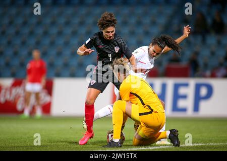 KARLOVAC, 02. SEPTEMBER: Während des Qualifikationsspiel der FIFA Frauen-Weltmeisterschaft 2023 zwischen Kroatien und der Schweiz im Branko Cavlovic-Cavlek-Stadion am 2. September 2022 in Karlovac, Kroatien. Foto: Matija Habljak/PIXSEL Quelle: Pixsell Foto- und Videoagentur/Alamy Live News Stockfoto