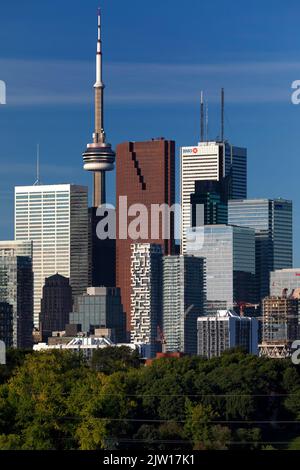 Skyline von Toronto vom Riverdale Park. Toronto, Ontario, Kanada. Stockfoto