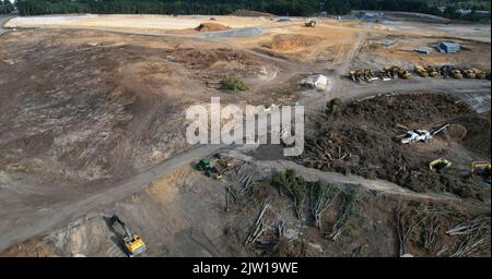 Luftaufnahme einer großen Baustelle Stockfoto