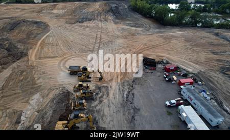 Luftaufnahme einer großen Baustelle Stockfoto