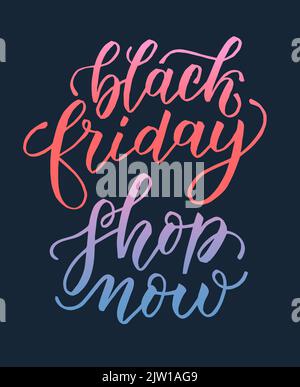 Black Friday, Jetzt Kaufen. Moderne Pinsel-Kalligraphie, Handschriftzug Zitat. Vektorgrafik. Stock Vektor