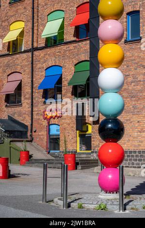 Detail aus dem Kulturblock Hallarna (die Hallen) in Norrkoping. Diese alte Wollfabrik wurde in ein Zentrum für kulturelle Aktivitäten umgewandelt. Stockfoto