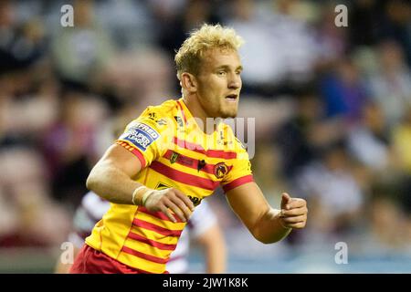 Wigan, Großbritannien. 02. September 2022. Ugo Tison #40 of Catalans Dragons während des Betfred Super League Spiels Wigan Warriors vs Catalans Dragons im DW Stadium, Wigan, Großbritannien, 2.. September 2022 (Foto von Steve Flynn/News Images) in Wigan, Großbritannien am 9/2/2022. (Foto von Steve Flynn/News Images/Sipa USA) Quelle: SIPA USA/Alamy Live News Stockfoto