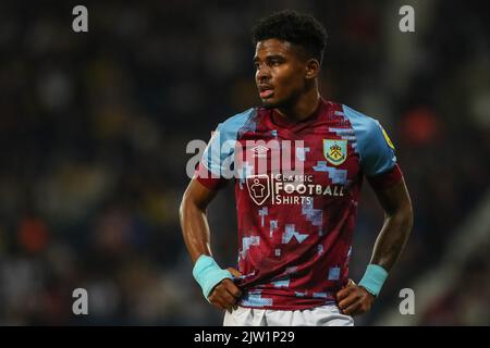 West Bromwich, Großbritannien. 02. September 2022. Ian Maatsen #29 von Burnley während des Sky Bet Championship-Spiels West Bromwich Albion gegen Burnley im Hawthorns, West Bromwich, Großbritannien, 2.. September 2022 (Foto von Gareth Evans/News Images) in West Bromwich, Großbritannien am 9/2/2022. (Foto von Gareth Evans/News Images/Sipa USA) Quelle: SIPA USA/Alamy Live News Stockfoto