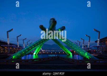 Vancouver, British Columbia, Kanada - 13. Dezember 2014: Jack Poole Plaza befindet sich im Vancouver Convention Center in der Innenstadt von Vancouver, British Co Stockfoto