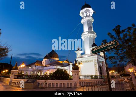 Penang, Malaysia - Januar 07 2016: Die Kapitan-Keling-Moschee ist eine Moschee, die im 19.. Jahrhundert von indischen muslimischen Händlern in George Town, Penang, M, erbaut wurde Stockfoto