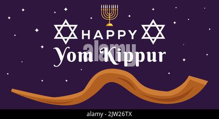 Flaches fröhliches yom kippur Banner Illustration Stock Vektor