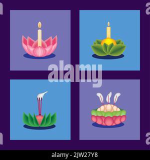 Icon-Set, loy krathong Stock Vektor