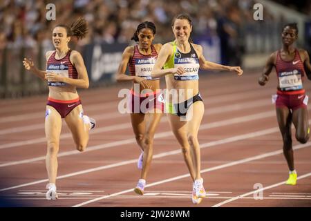 Brüssel, Belgien. 02. September 2022. Ciara Mageean aus Irland gewinnt die Women's 1500m während des Allianz Memorial Van Damme 2022, Teil der Diamond League Serie 2022 im King Baudouin Stadium am 02. September 2022 in Brüssel, Belgien. Foto von Gary Mitchell/Alamy Live News Credit: Gary Mitchell, GMP Media/Alamy Live News Stockfoto