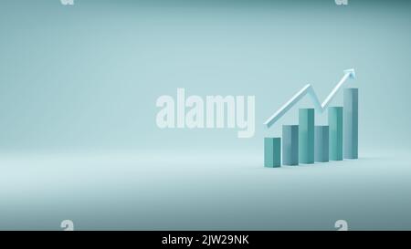 Finanzdiagramm Diagramm Kreisdiagramm 3D Rendering, Aktienmarkt Diagramm mit einem rückläufigen Trend. Stockfoto