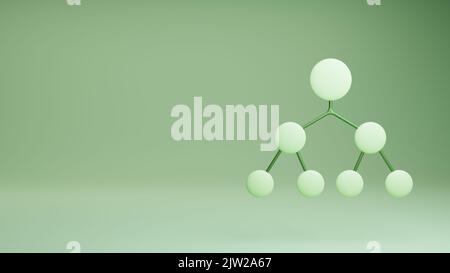 3D Rendern von Organigramm-Vorlagen. Vorlage für Social Media-Banner mit Kopierbereich. Stockfoto