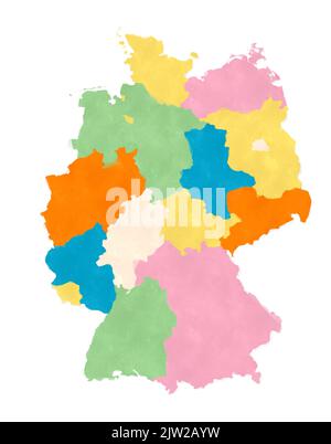 Deutschland Karte in Aquarell auf weißem Hintergrund Stockfoto