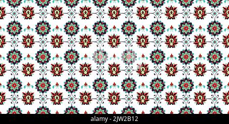 Ikat folklore Ornament mit Blumenmotiven. Vektor nahtlose Muster Stockfoto