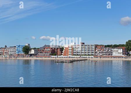 Häuser am Strand, Wyk, Foehr Island, Nordfriesland, Schleswig-Holstein, Deutschland Stockfoto