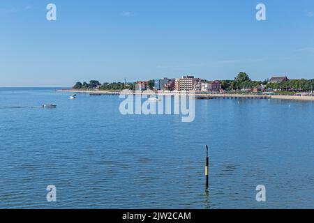 Häuser am Strand, Wyk, Foehr Island, Nordfriesland, Schleswig-Holstein, Deutschland Stockfoto