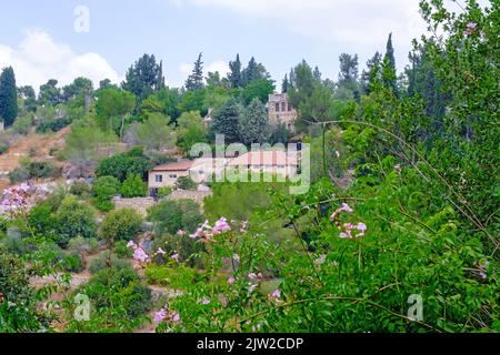 Blick auf das alte Dorf ein Karem, Israel. Stockfoto