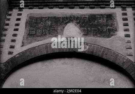 DDR, Berlin, 5. 4. 1988, Inschrift, Jüdisches Gebetshaus in der Brunnenstraße (Ecke Anklamer Straße) Stockfoto