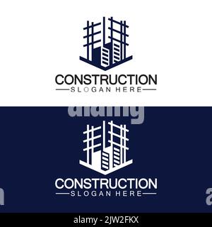 Bau, Hausreparatur und Gebäude-Konzept Logo-Design, Home Building Bau Vektor-Logo-Vorlage Stock Vektor