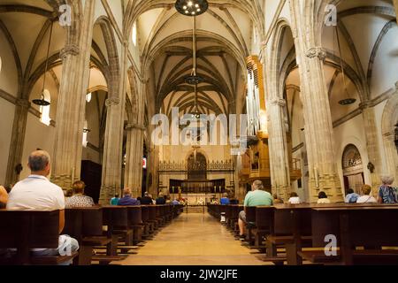 Alcala de Henares, Spanien - 18. Juni 2022: Innenraum der Magistralkathedrale der Heiligen Justo und Pastor von Alcalá de Henares Stockfoto