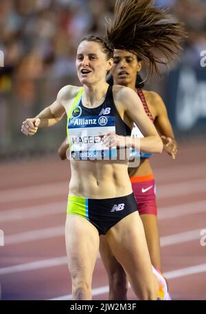 Brüssel, Belgien. 02. September 2022. Ciara Mageean aus Irland gewinnt die Women's 1500m während des Allianz Memorial Van Damme 2022, Teil der Diamond League Serie 2022 im King Baudouin Stadium am 02. September 2022 in Brüssel, Belgien. Foto von Gary Mitchell/Alamy Live News Credit: Gary Mitchell, GMP Media/Alamy Live News Stockfoto