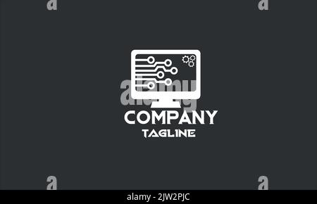 Minimale Vorlage für das Computerservice-Logo Stock Vektor