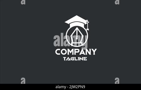 Vorlage für das Logo „Minimal Bulb Pen Education“ Stock Vektor