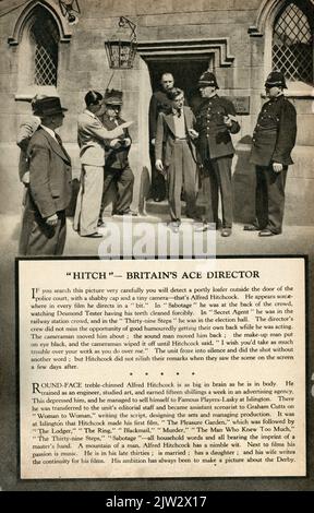 Inside Page of British Cinegram Program showing ALFRED HITCHCOCK in his short Cameo appearance in YOUNG AND INNOCENT (UK) / THE GIRL WAS YOUNG (US) 1937 Regisseur ALFRED HITCHCOCK Roman A Shilling for Candles von Josephine Tey Produzent Edward Black Gaumont British Picture Corporation / General Film Distributors (GFD) Stockfoto