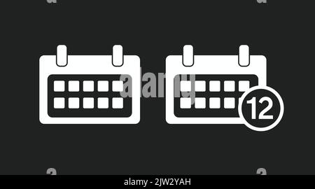 Kalender-Ionen-Set. Vektor isolierte bearbeitbare schwarz-weiße Illustration Satz von Kalendern Stock Vektor