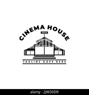 Cinema House Mit Filmstreifen Für Kino Oder Videostudio-Logo Stock Vektor