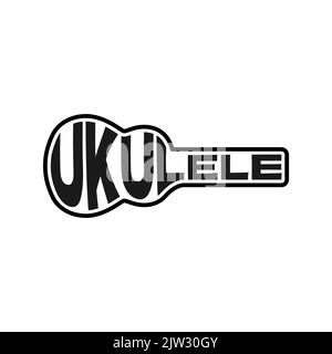 Ukulele Typografie Gitarre Form Vektor Design Stock Vektor