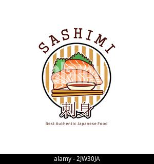Japanisches Essen Sashimi Logo Illustration Vektor Design Stock Vektor