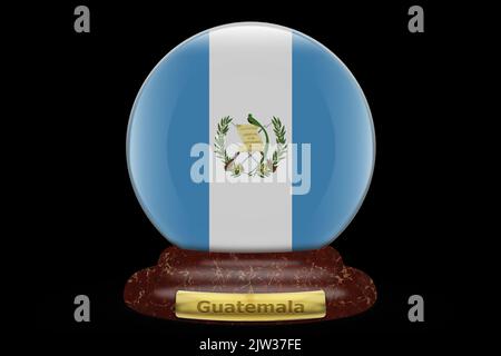 3D Flagge Guatemalas auf einem Globus-Hintergrund. Stockfoto