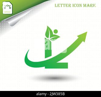 Natürlicher Buchstabe L mit Designvorlage für Öko-Logo Stock Vektor