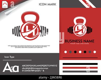 Logo des Fitnessstudios mit kreativem Buchstaben H Stock Vektor