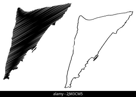 Salt Cay Island (Turks- und Caicosinseln, Cenrtal America, Karibische Inseln, Britisches Überseegebiet) Kartenvektordarstellung, Skizze ma Stock Vektor