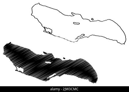 Insel Saona (Dominikanische Republik, Cenrtal Amerika, Karibische Inseln) Kartenvektordarstellung, Skizze Isla Saona Karte Stock Vektor