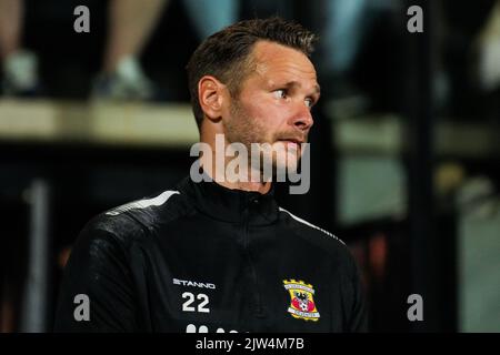 Deventer - Schieß los. Adler Torwart Erwin Mulder während des Spiels zwischen Schieß los. Adler gegen Feyenoord in De Adelaarshorst am 3. September 2022 in Deventer, Niederlande. (Box zu Box Pictures/Tom Bode) Stockfoto