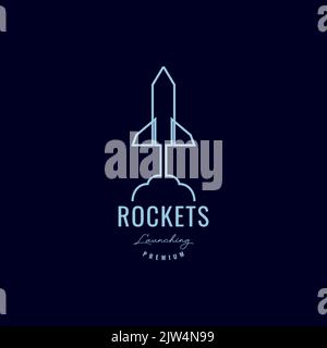 Durchgehende Linie starten Rakete Logo-Design Stock Vektor