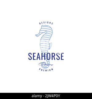 Farbenes Hipster Seepferd-Logo Stock Vektor